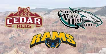 Cedar Breaks photo background, CHS, CVHS and PHS logos on top